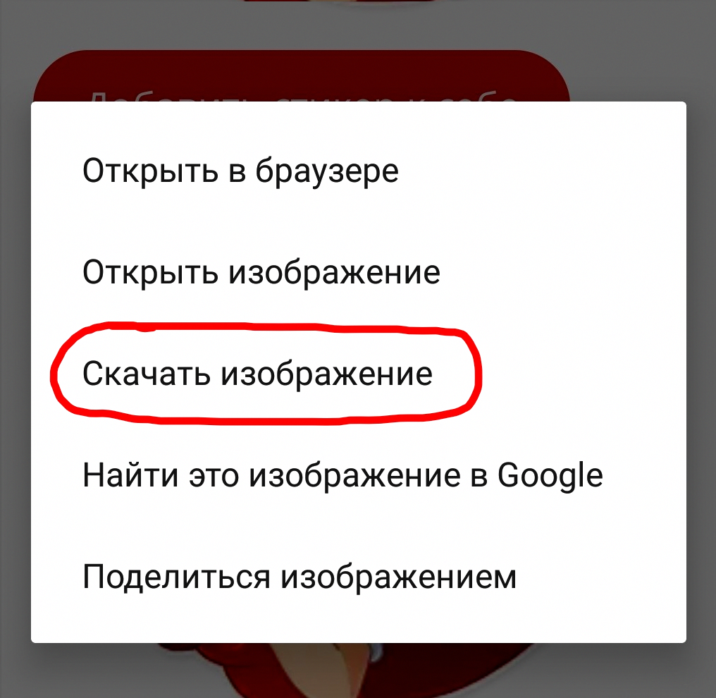 Зажать палец над изображением, а затем выбрать пункт «Скачать изображение»